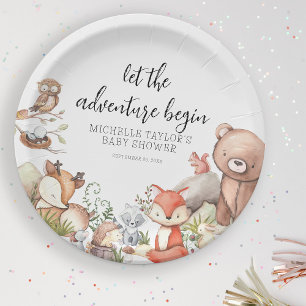 Assiettes En Carton Plaques en papier de Baby shower animal de bois do