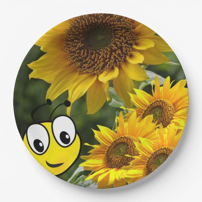 Assiettes En Carton Plaques en papier de bleuet de tournesol (Devant)