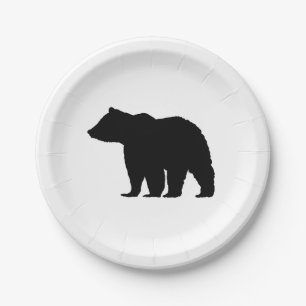 Assiettes En Carton Plaques en papier de Camping Wilderness Ours Noir