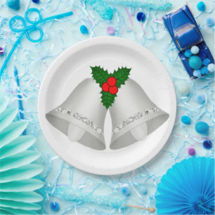 Assiettes En Carton Plaques en papier de cloches d'argent