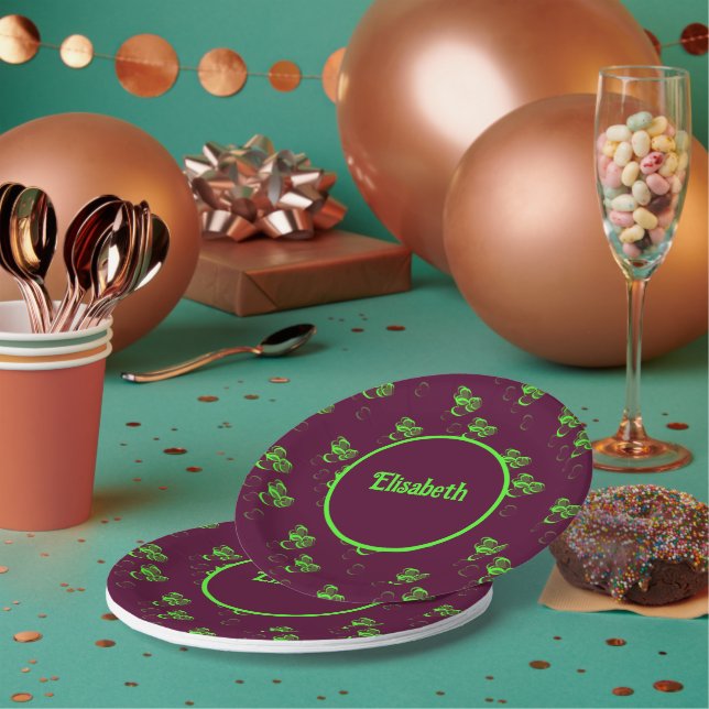 Assiettes En Carton plaques en papier de coeur vert (Multi)