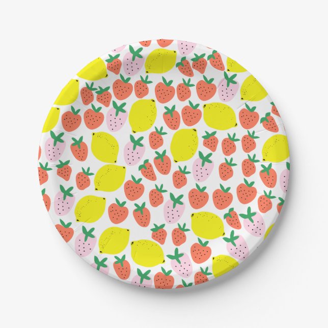Assiettes En Carton Plaques en papier de fraise et citron (Devant)
