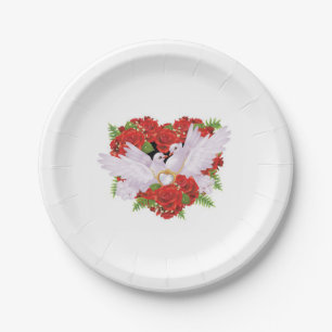 Assiettes En Carton Plaques en papier de la colombe mariage