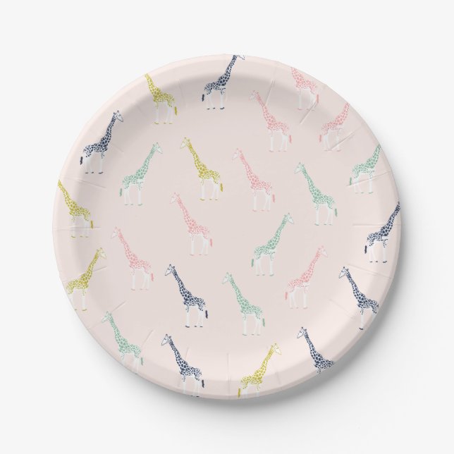 Assiettes En Carton Plaques en papier de la Girafe Cute (Devant)