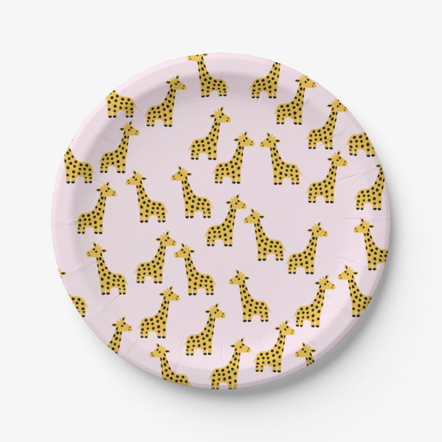 Assiettes En Carton Plaques en papier de la Girafe Cute (Devant)