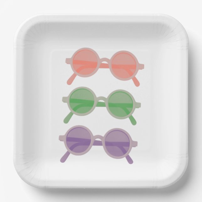 Assiettes En Carton Plaques en papier de lunettes de soleil rétro (Recto)