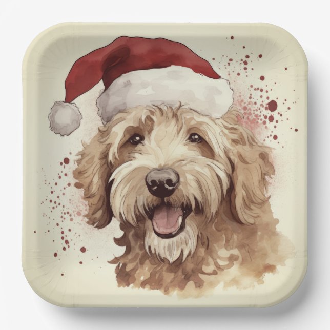 Assiettes En Carton Plaques en papier de Noël avec endoodle doré (Recto)