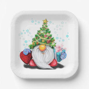 Assiettes En Carton Plaques en papier de Noël Gnome mignonne