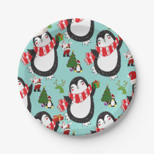 Assiettes En Carton Plaques en papier de Noël, Pingouin