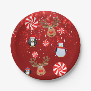 Assiettes En Carton Plaques en papier de Noël, Pingouin