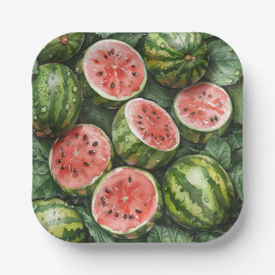 Assiettes En Carton Plaques en papier de pastèques juteuses