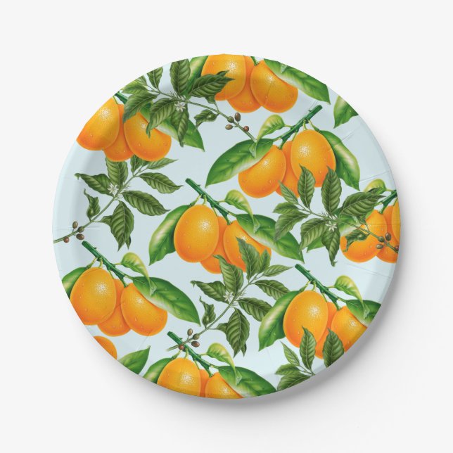 Assiettes En Carton Plaques en papier de petites oranges (Devant)