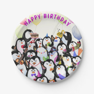 Assiettes En Carton Plaques en papier de pingouin d'anniversaire