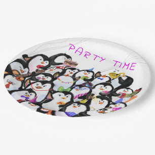 Assiettes En Carton Plaques en papier de pingouin de partie heureux