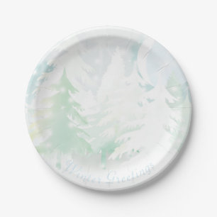 Assiettes En Carton Plaques en papier de pins d'hiver