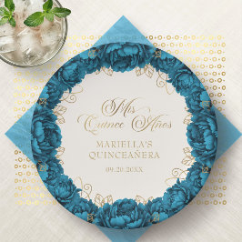 Assiettes En Carton Plaques en papier de Quinceanera turquoises