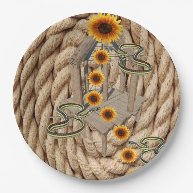 Assiettes En Carton Plaques en papier de serpents de tournesol (Devant)