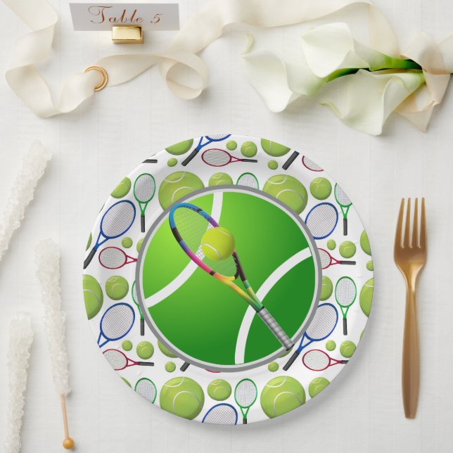 Assiettes En Carton Plaques en papier de tennis (Mariage)