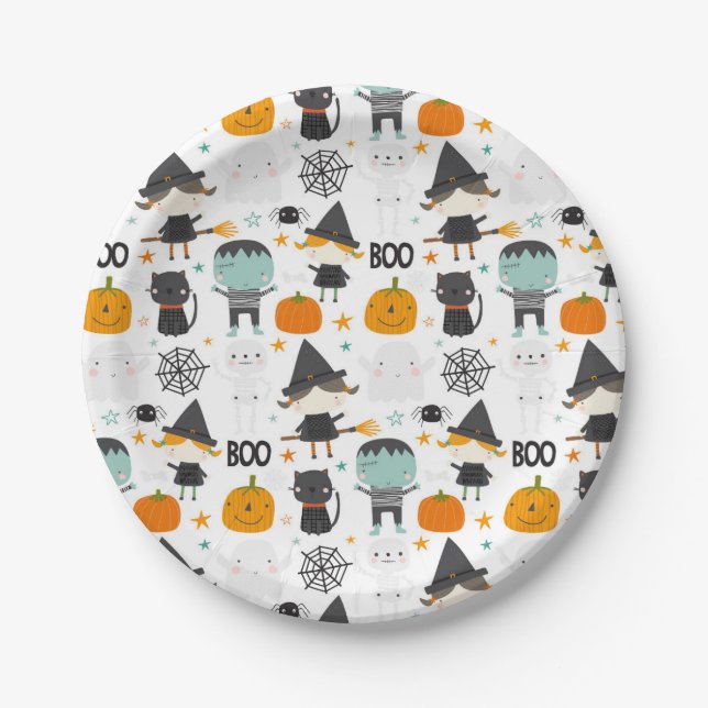 Assiettes En Carton Plaques en papier d'Halloween mignonnes (Devant)