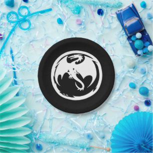 Assiettes En Carton Plaques en papier Dragon blanc