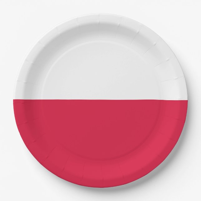 Assiettes En Carton Plaques en papier du drapeau polonais (Pologne) (Devant)