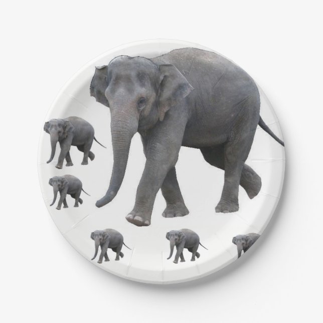 Assiettes En Carton Plaques en papier Eléphants (Devant)