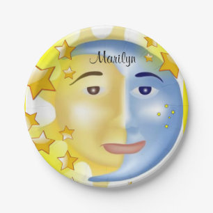Assiettes En Carton Plaques en papier, étoiles Sun Moon