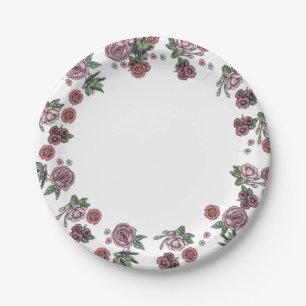 Assiettes En Carton Plaques en papier, Fleurs florales blanches