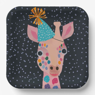 Assiettes En Carton Plaques en papier Giraffé animal de fête