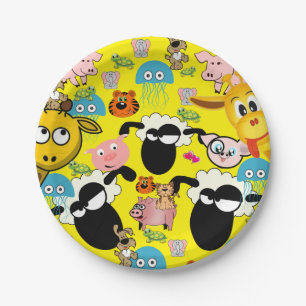 Assiettes En Carton Plaques en papier, Giraffe Porcs Eléphant Kitten C