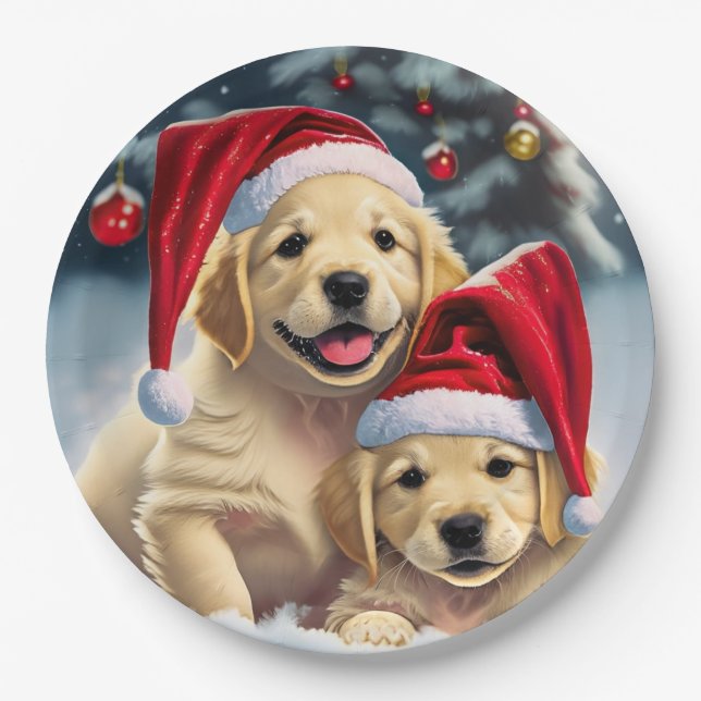 Assiettes En Carton Plaques en papier Golden Retriever (Devant)