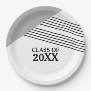 Assiettes En Carton Plaques en papier Gris géométrique Gris