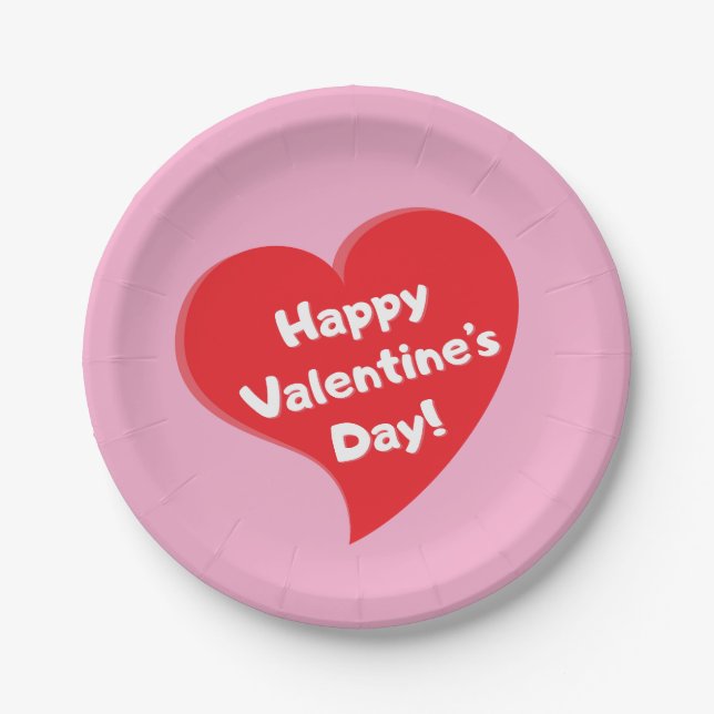 Assiettes En Carton Plaques en papier Heureuse Sainte-Valentin Red Hea (Devant)