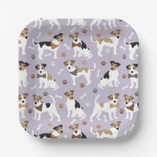 Assiettes En Carton Plaques en papier Jack Russell Terrier et Bones