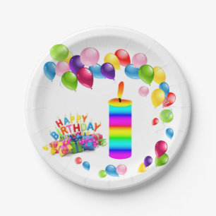 Assiettes En Carton Plaques en papier, joyeuse bougie d'anniversaire