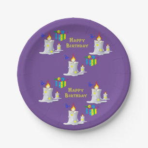 Assiettes En Carton Plaques en papier, joyeuses bougies d'anniversaire