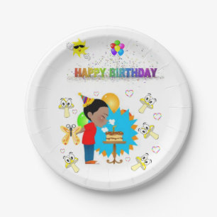 Assiettes En Carton Plaques en papier, Joyeux Anniversaire Africain Bo