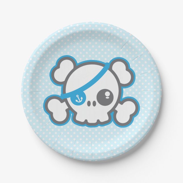 Assiettes En Carton Plaques en papier Kawaii Pirate Skate (Devant)