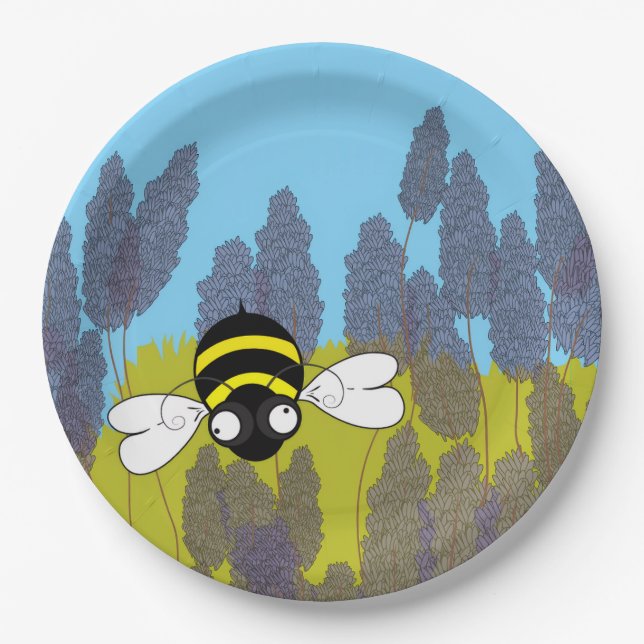 Assiettes En Carton Plaques en papier lavande d'abeille (Devant)