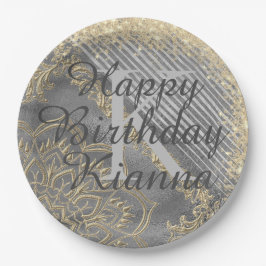 Assiettes En Carton Plaques en papier Mandala Monogramme chic