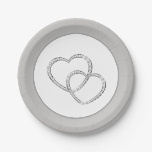 Assiettes En Carton Plaques en papier mariage 7" - Deux coeurs