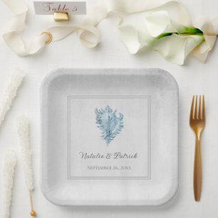 Assiettes En Carton Plaques en papier Mariage de conc bleu