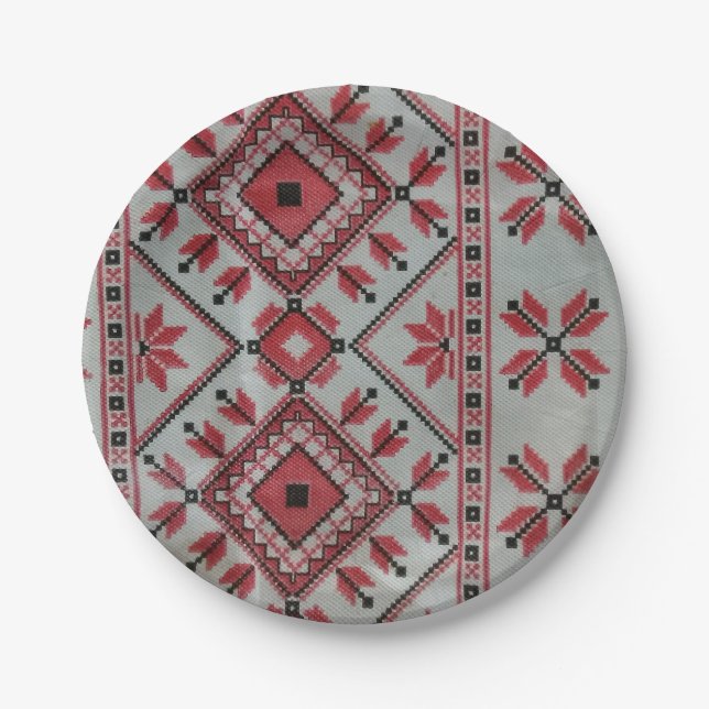 Assiettes En Carton Plaques en papier mariage rouge et noir (Devant)