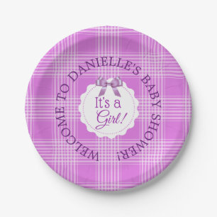Assiettes En Carton Plaques en papier mauve de Baby shower personnalis