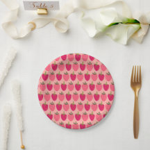 Plaques en papier mignonne rose fraise