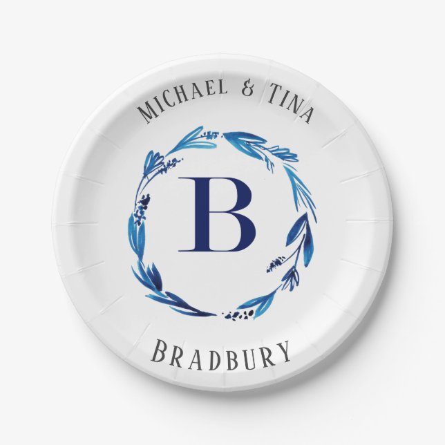 Assiettes En Carton Plaques en papier monogramme 'B' (Devant)