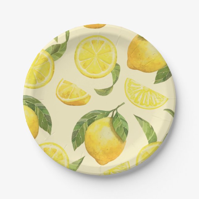 Assiettes En Carton Plaques en papier Motif citron mignonne (Devant)