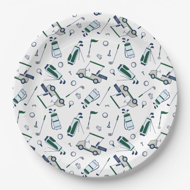 Assiettes En Carton Plaques en papier Motif de golf (Devant)