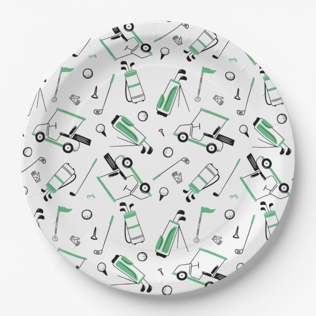 Assiettes En Carton Plaques en papier Motif de golf (Devant)