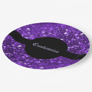 Assiettes En Carton Plaques en papier Motif en mosaïque violette